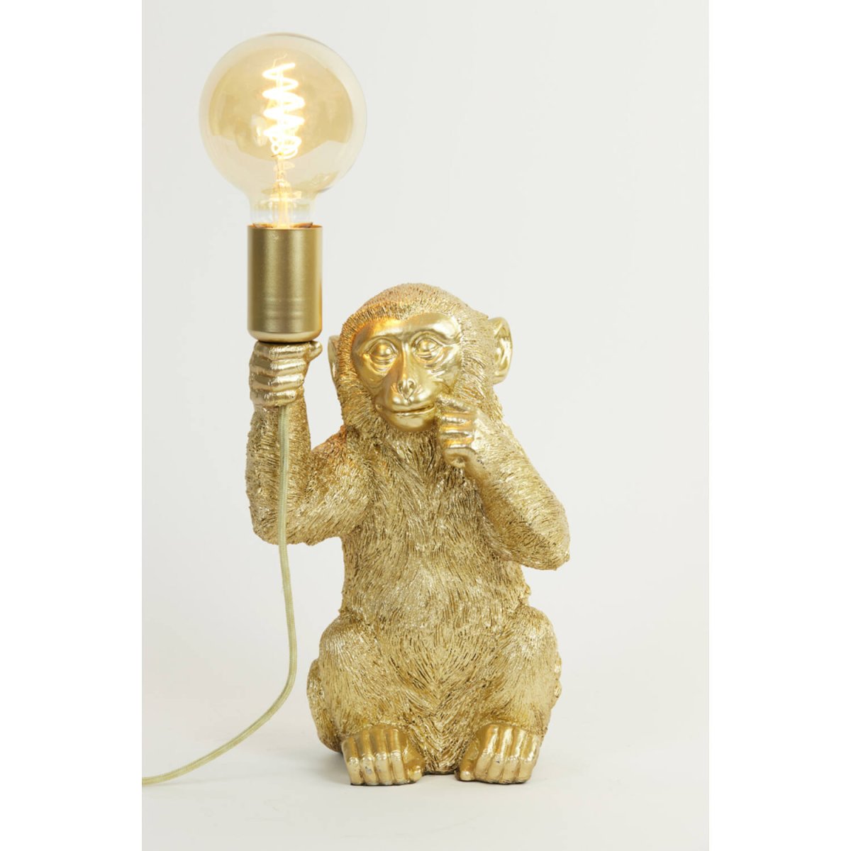 Monkey 34cm Guld bordlampe Fra Light & Living - Monkey er en legende lampe med karakter, lad den lyse op i dit hjem med sit unikke og charmerende design!