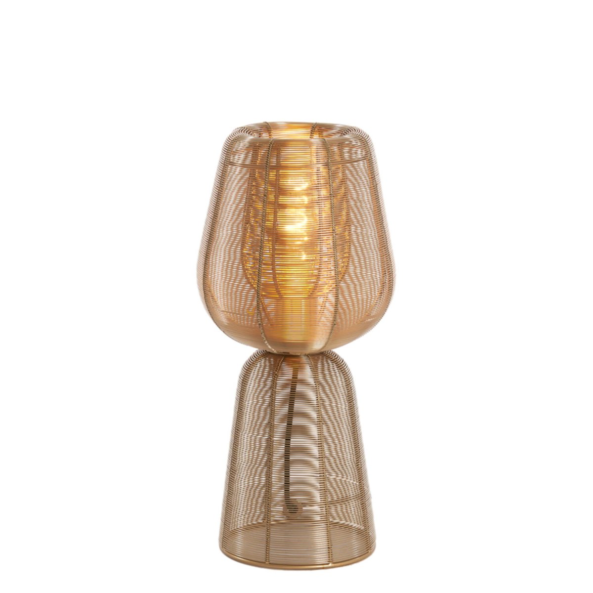 Aboso 42cm Guld bordlampe Fra Light & Living - Dens unikke form giver et moderne og elegant præg, perfekt til at løfte interiøret i både industrielle og rustikke hjem.