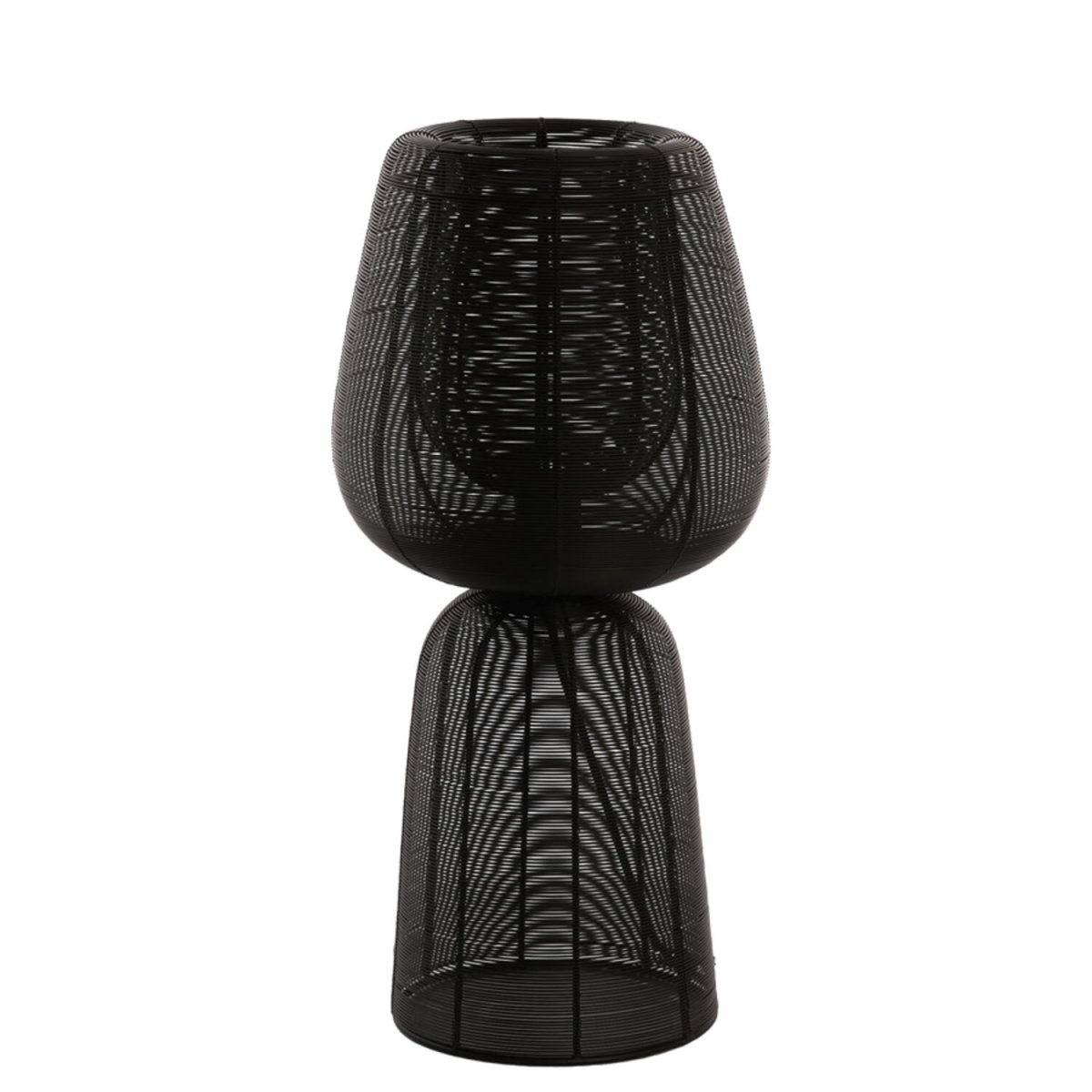 Aboso 54cm Sort bordlampe Fra Light & Living - Dens unikke form giver et moderne og elegant præg, perfekt til at løfte interiøret i både industrielle og skandinaviske hjem.