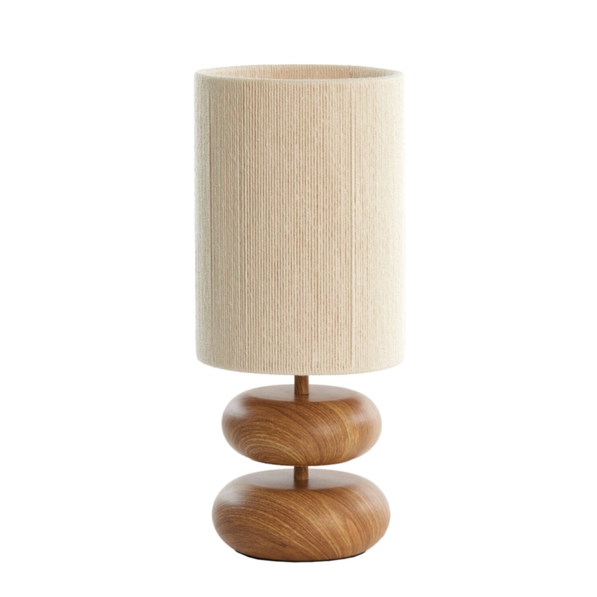 Danialo 50cm Træ bordlampe Fra Light & Living - Danialo er en stilfuld bordlampe, hvor det imiterede tr&aelig; p&aring; jernbasen m&oslash;der en sk&aelig;rm af cremet hvidt, omviklet reb.