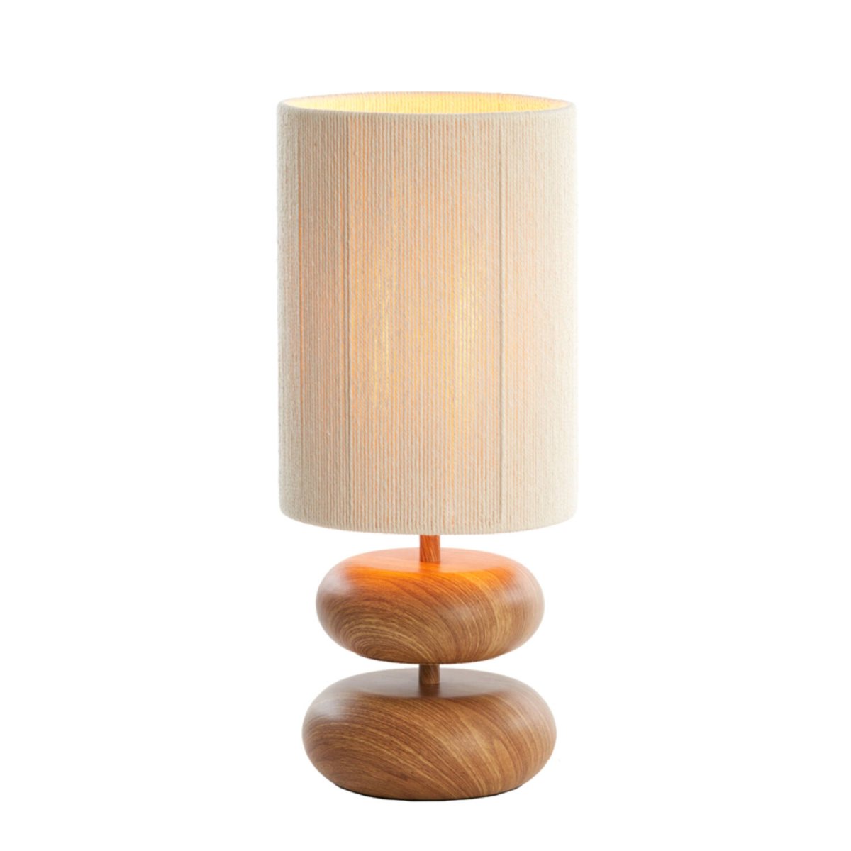 Danialo 50cm Træ bordlampe Fra Light & Living - Danialo er en stilfuld bordlampe, hvor det imiterede tr&aelig; p&aring; jernbasen m&oslash;der en sk&aelig;rm af cremet hvidt, omviklet reb.