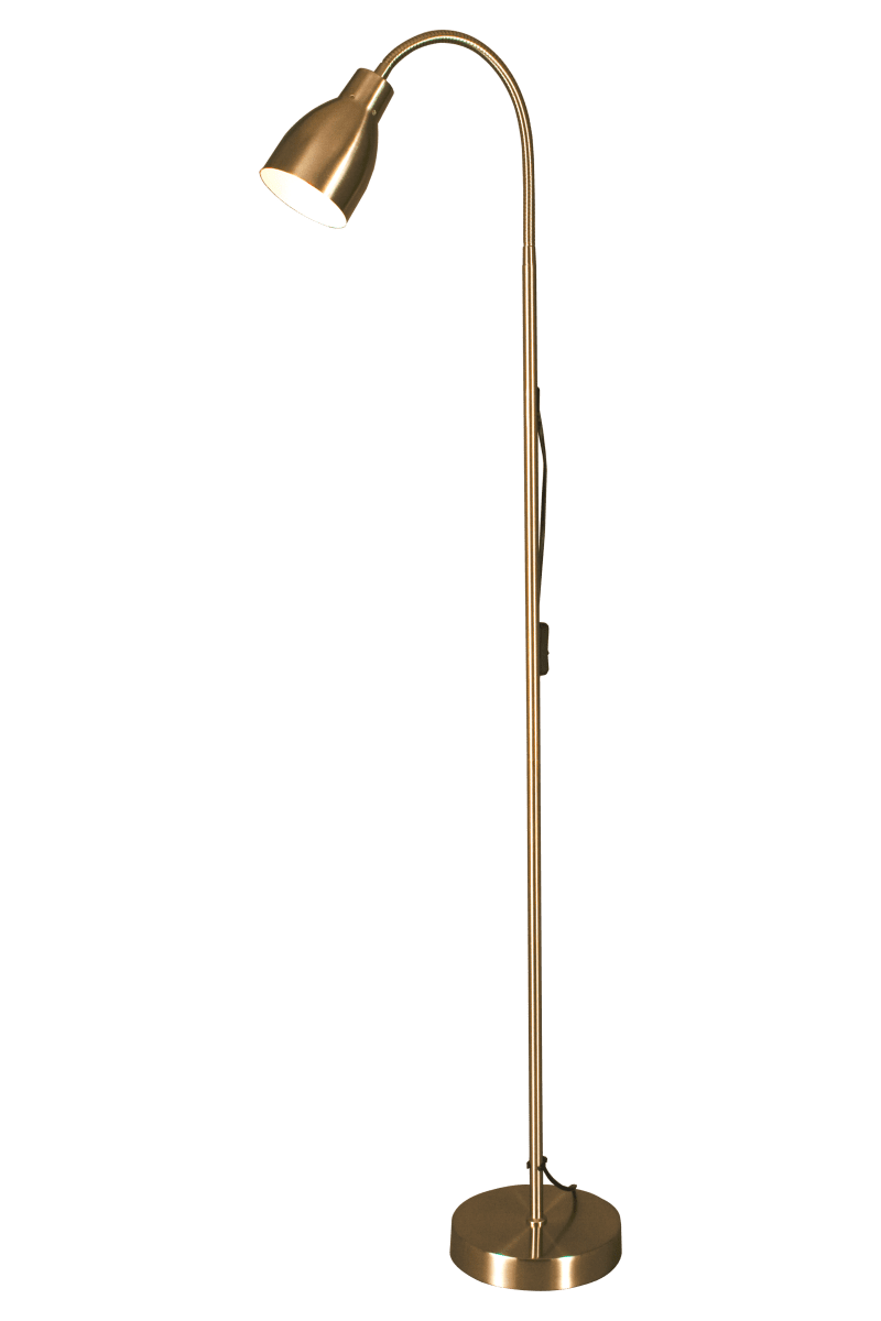 Sarek Antik messing gulvlampe Fra Aneta Lighting - Sarek er en elegant gulvlampe i anti-messing med flex arm for nem justering af lyset.