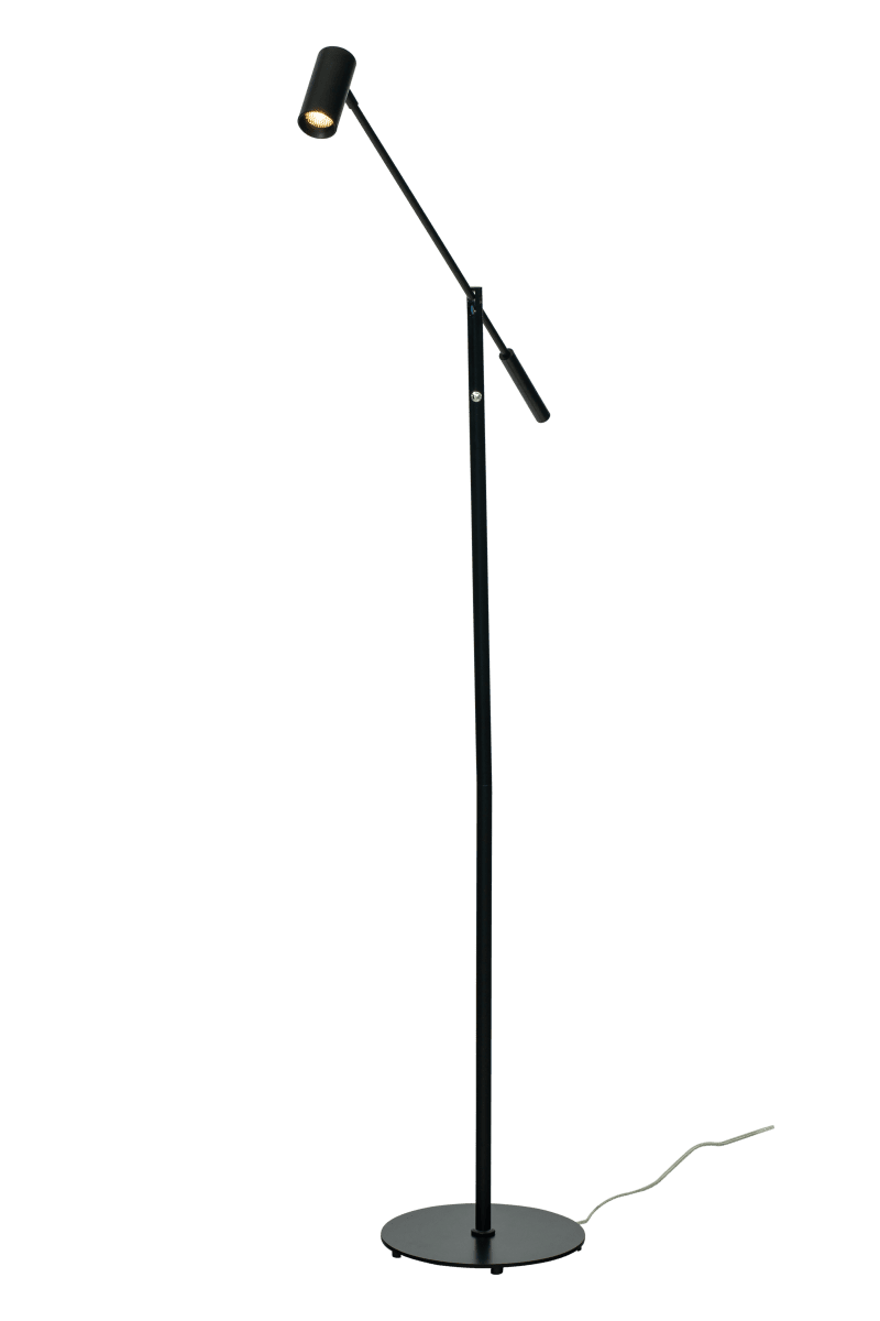 Concord Sort gulvlampe Fra Aneta Lighting - Concord er en stilfuld og praktisk blændfri gulvlampe i matlakeret metal, der er fremragende til syning eller håndarbejde.