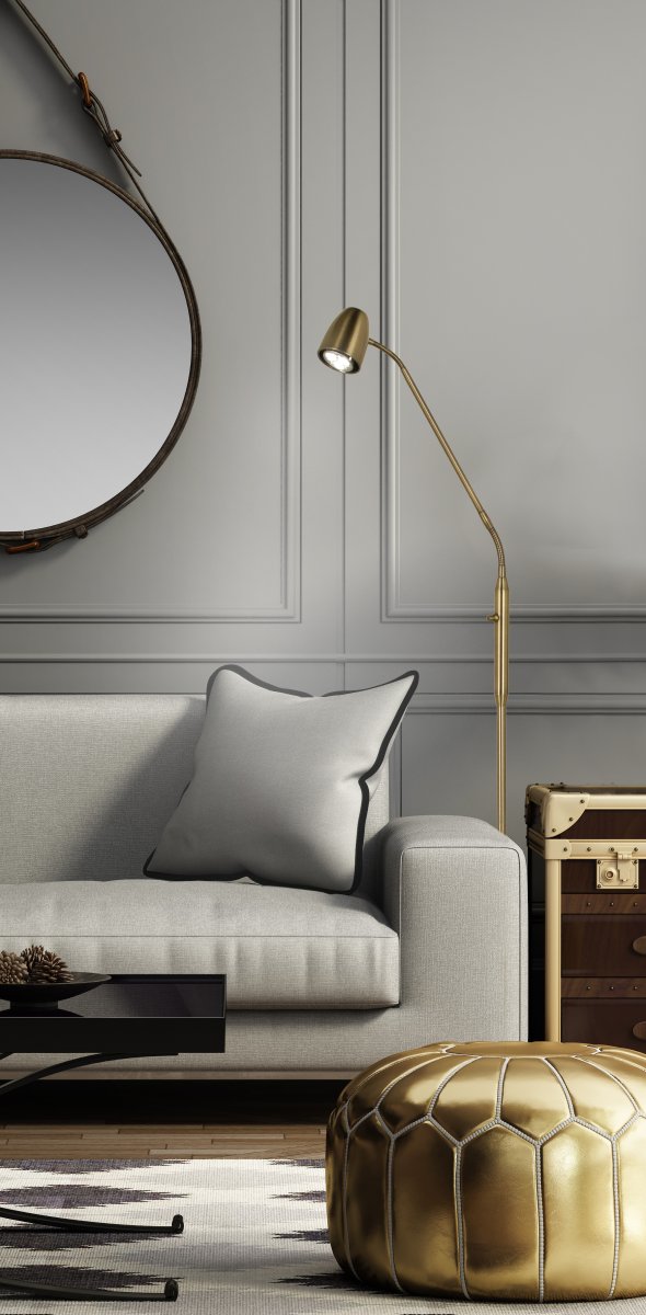 Sandnes 1 Antik gulvlampe Fra Aneta Lighting - stangen og et justerbart hoved.