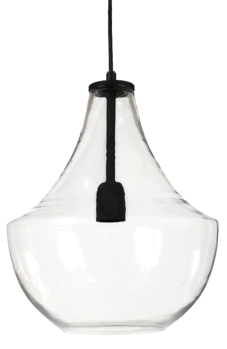 Hamilton Ø30 Gennemsigtig loftslampe Fra PR Home - Hamilton loftslampe i klart h&aring;ndlavet glas og sort mat metal f&aring;s i 2 st&oslash;rrelser.