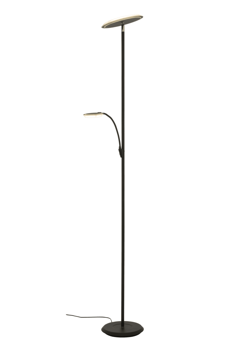 Stockholm Sort gulvlampe Fra Aneta Lighting - STOCKHOLM i sort metal, med justerbar uplight og l&aelig;searm.