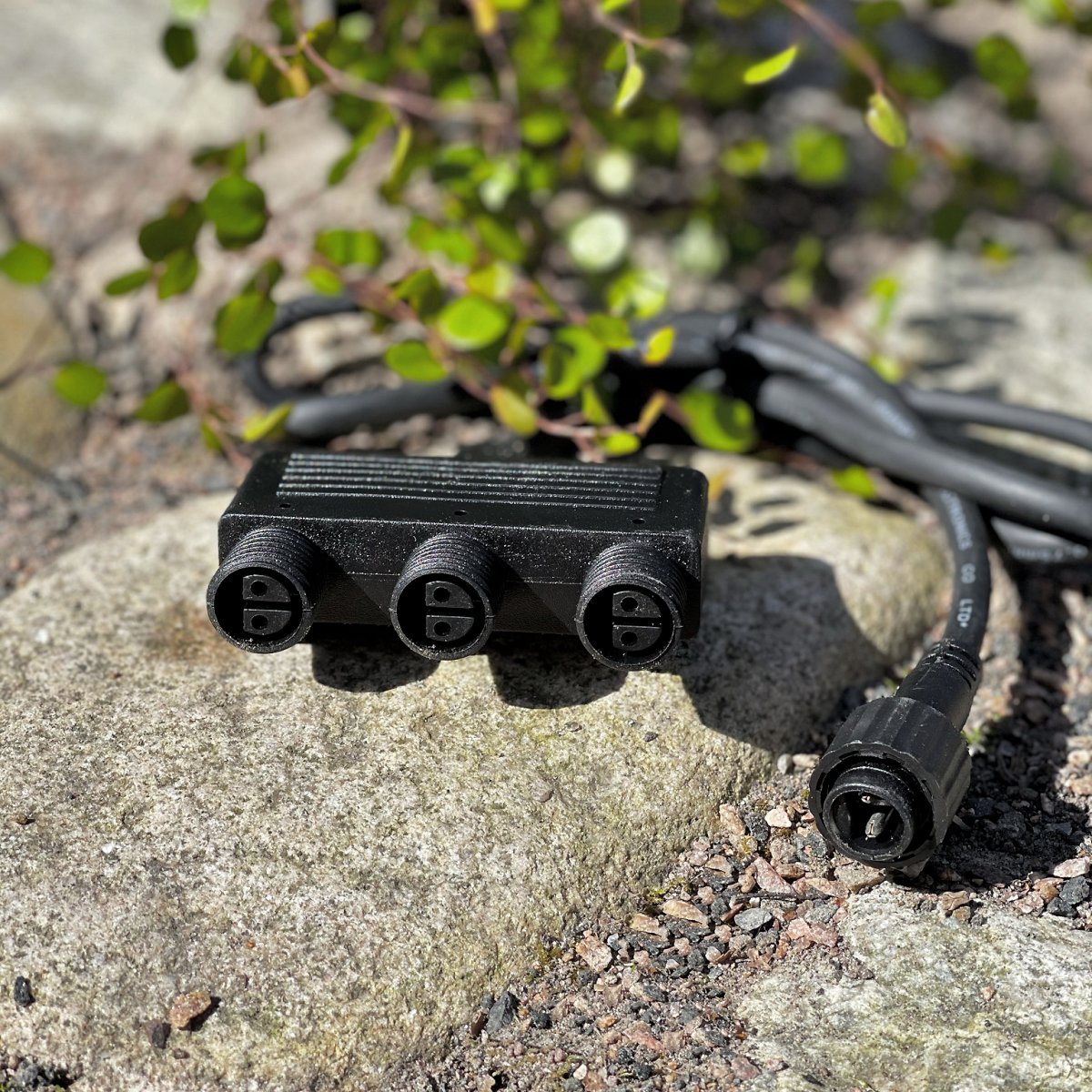 3-Vejs Udtag Sort Fra Lightson - Afgreningsforbindelse med tre stikkontakter du bruger n&aring;r du skal dele systemet et sted p&aring;; vejen.