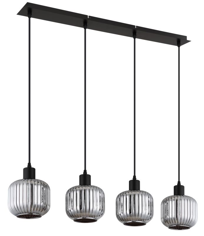 Tom 80cm Røgfarvet loftslampe Fra Globo Lighting - Den mattsvarta metallen ger ett modernt uttryck och passar perfekt in i olika inredningsstilar.
