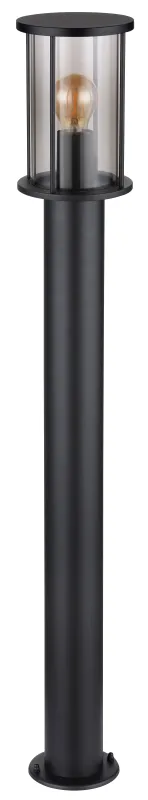 Gracey 100cm Sort pullerter Fra Globo Lighting - Gracey &auml;r en pollare i stilren design, tillverkad av mattsvart rostfritt st&aring;l och har en r&ouml;kf&auml;rgad glassk&auml;rm.