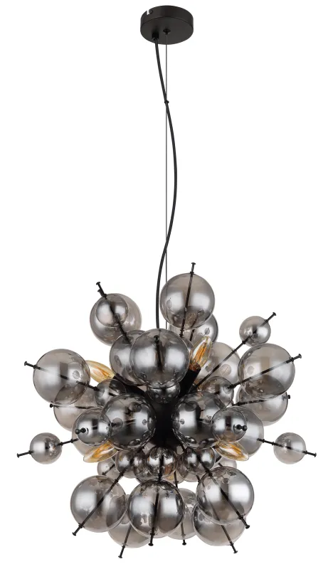 Udo Ø55 Røgfarvet loftslampe Fra Globo Lighting - Dess unika design imponerar med en rund form d&auml;r eleganta metallst&auml;nger sammanl&auml;nkas med dekorativa kulor i olika storlekar.