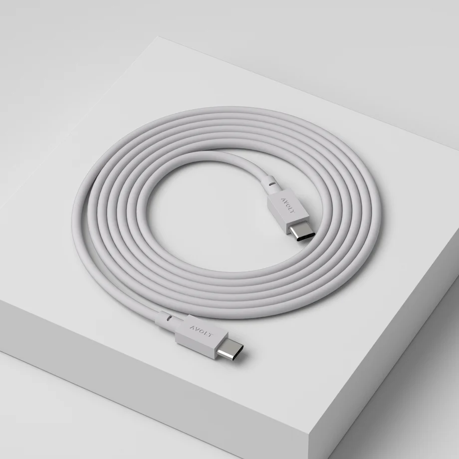 Cable 1 USB C to USB C Charging Cable, 2m Grå Fra Avolt - Kabel 1 USB-C til USB-C fra Avolt kombinerer kraftfuld opladning med stilfuldt skandinavisk design.
