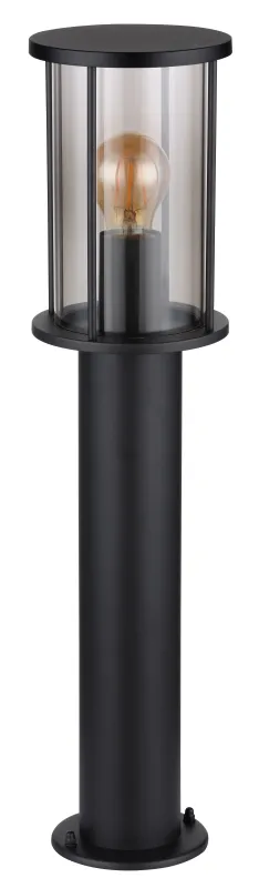 Gracey 60cm Sort pullerter Fra Globo Lighting - Gracey &auml;r en pollare i stilren design, tillverkad av mattsvart rostfritt st&aring;l och har en r&ouml;kf&auml;rgad glassk&auml;rm.