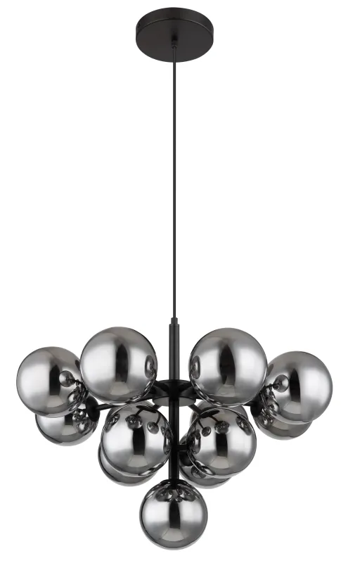 Grappy Ø56 Røgfarvet loftslampe Fra Globo Lighting - Grappy taklampa blir en stilfull och lyxig detalj i varje rum med sin glamor&ouml;sa design och de 13st r&ouml;kf&auml;rgade glaskulorna.