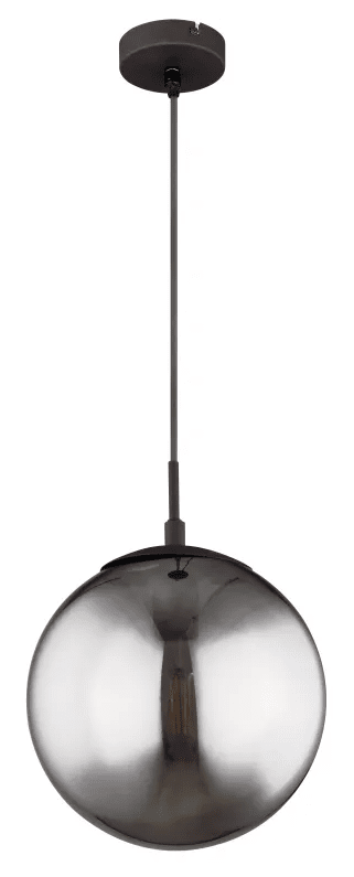 Blama Ø25 Røgfarvet loftslampe Fra Globo Lighting - Lampen har et moderne sort design og en smuk r&oslash;gfarvet glassk&aelig;rm, der giver et bl&oslash;dt og behageligt sk&aelig;r.