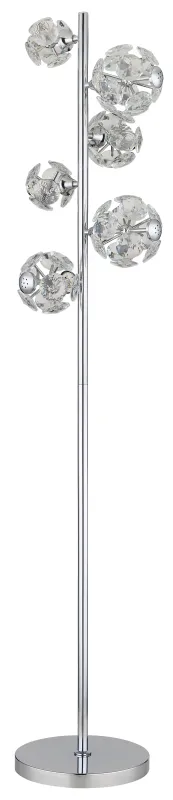 Virina Chrom gulvlampe Fra Globo Lighting - Med en perfekt balans mellan modern design och funktionalitet blir Virina ett lyxigt blickf&aring;ng som f&ouml;rh&ouml;jer rummets karakt&auml;r och skapar unika ljusmoment.