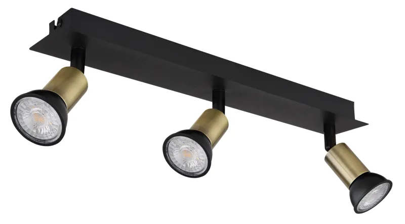 Drew 3 Guld spotlight Fra Globo Lighting - Drew &auml;r en stilren takspotlight som imponerar med sin design i mattsvart och guld.