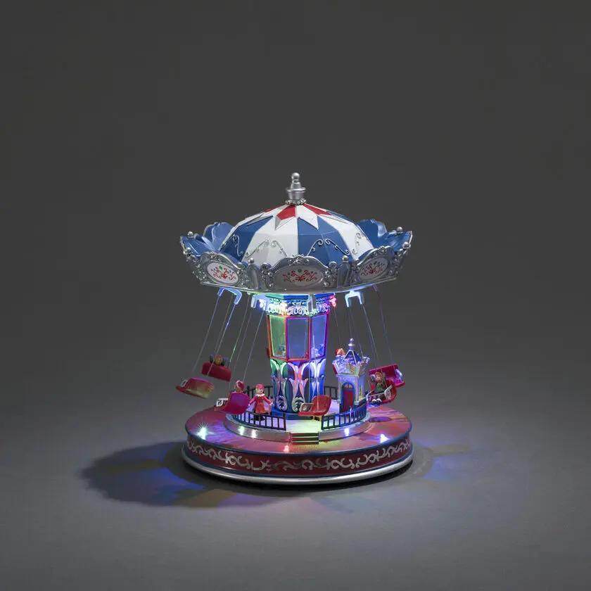 Mekanisk Juledekoration Med Karrusel 27cm Flerfarvet Fra Konstsmide - Med bev&aelig;gelige dele og skarpe LED-lys skaber det en festlig og nostalgisk f&oslash;lelse.