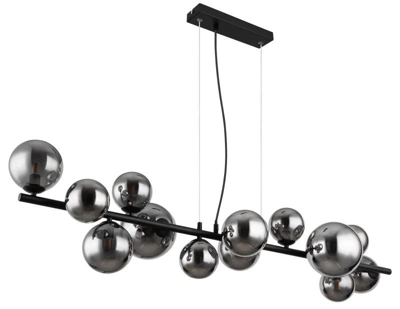 Riha 120cm Røgfarvet loftslampe Fra Globo Lighting - Lampan &auml;r av mattsvart metall och ger ditt hem en lyxig och inbjudande atmosf&auml;r.