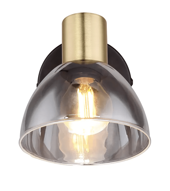 Jay 12cm Sort læselampe Fra Globo Lighting - Lampen kombinerer sort metal, mat finish og r&oslash;get glas for et sofistikeret look, der passer ind i b&aring;de stuen, sovev&aelig;relset eller gangen.