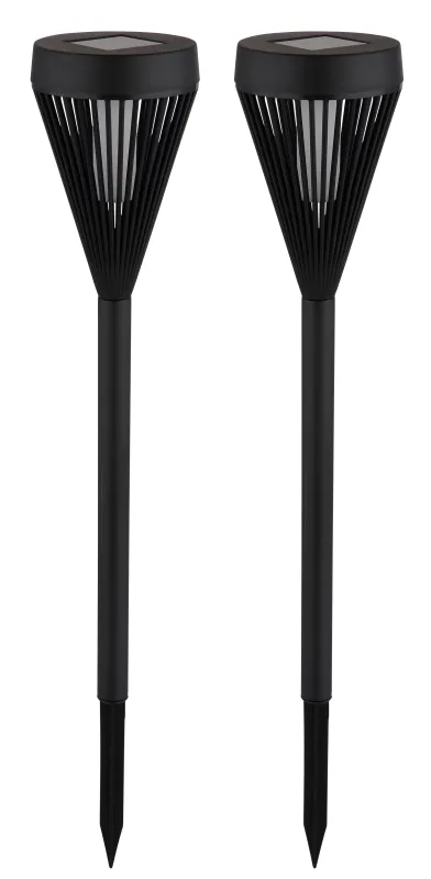 Fire 2-pk Sort solcellelampe Fra Globo Lighting - Skab en atmosf&aelig;risk atmosf&aelig;re i haven med Fire, en pakke med 2 solcelledrevne lommelygter.