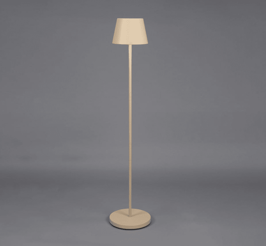 Pomezia 124cm Sand bærbar Fra Konstsmide - Højden er justerbar mellem 53 og 124 cm, så du kan også bruge den som høj bordlampe.