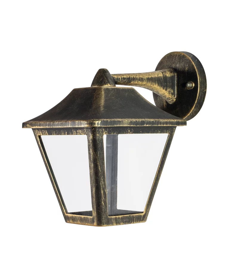 Tradition Sort/guld udendørslampe Fra Ledvance - Den er lavet af trykst&oslash;bt aluminium i sort og guld design med en klar polycarbonat diffuser for et behageligt og klart lys.