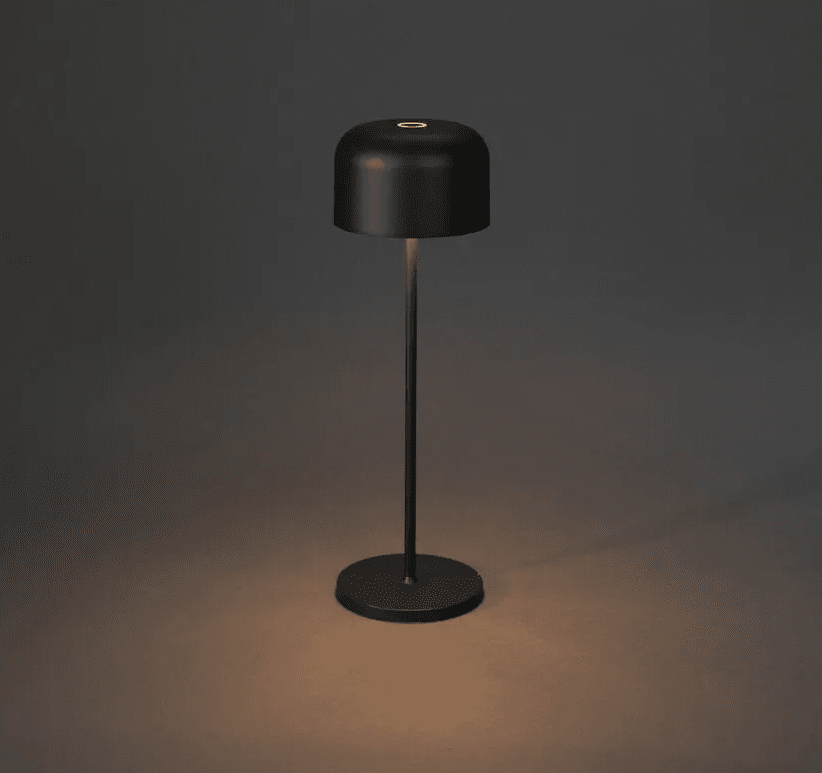 Lille 36cm Sort bærbar Fra Konstsmide - Lampen er udstyret med en ber&oslash;ringsd&aelig;mper, s&aring; du kan justere lysstyrken og farvetemperaturen fra varmt gult til varmt hvidt lys.