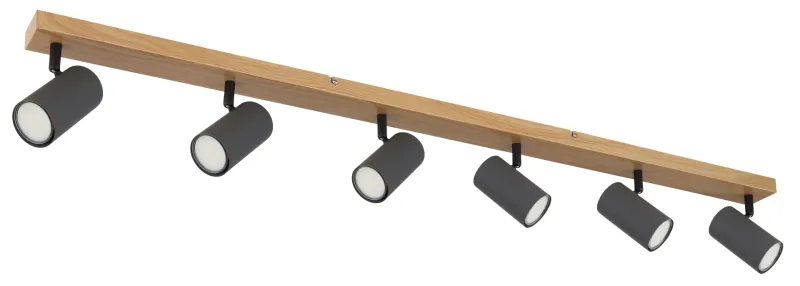 Robby 6 Brun spotlight Fra Globo Lighting - Robby &auml;r en&nbsp;stilren&nbsp;takspotlight som imponerar med sin eleganta design i grafitsvart metall och tr&auml;-look.