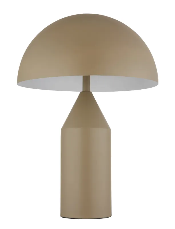 Atoma 40cm Sand bordlampe Fra Globo Lighting - Sk&auml;rmen i matt, sandf&auml;rg och vitt skapar en harmonisk kontrast och ger en behaglig ljusspridning.