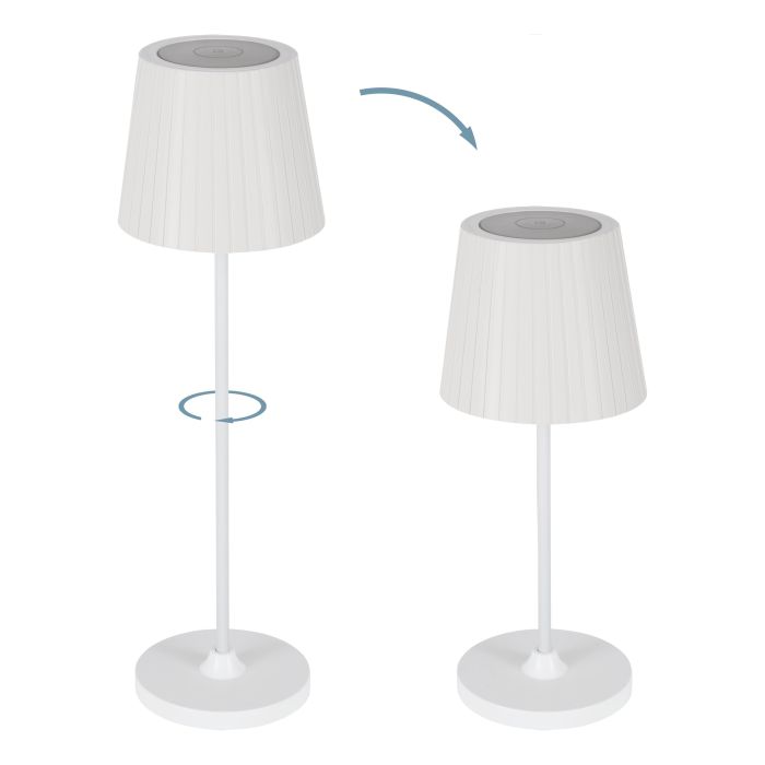 Cabozo 37cm Hvid bærbar Fra Eglo - Cabozo er en stilfuld bordlampe til udendørs brug med et moderne, tidløst design i sort plast.