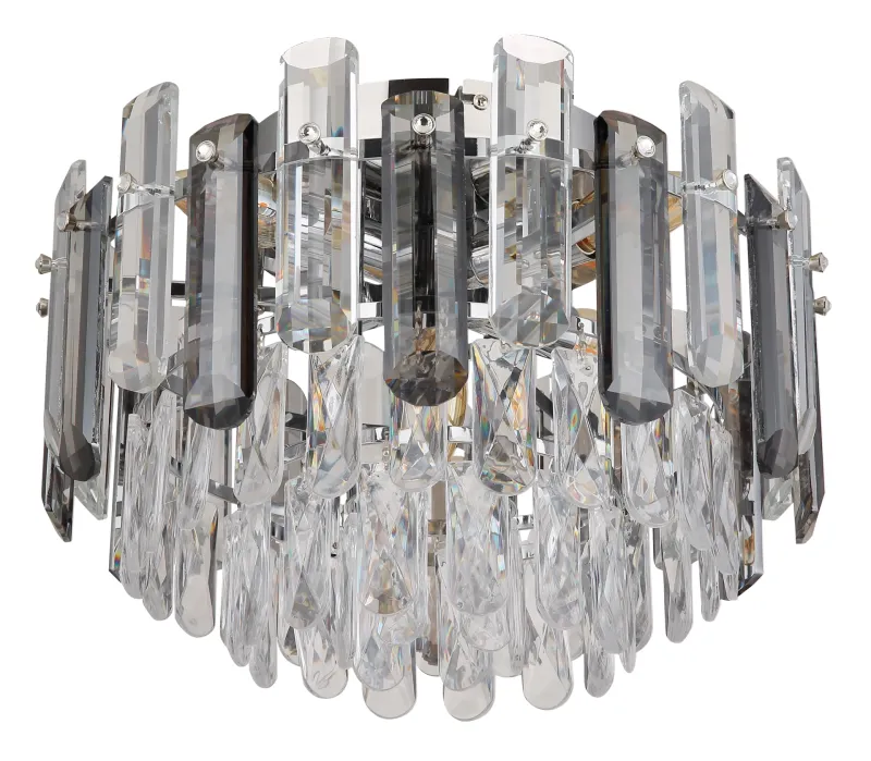 Orgina Ø40 Røgfarvet plafond Fra Globo Lighting - Plafonden Orgina tillf&ouml;r rummet en lyxig k&auml;nsla med gnistrande kristaller och r&ouml;kf&auml;rgade glasstavar.