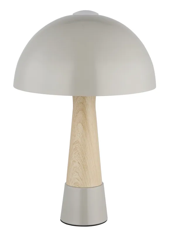 Paulin 36cm Grå bordlampe Fra Globo Lighting - Den runda kroppen i matt gr&aring; metall med tr&auml;look ger ett stilfullt och naturligt uttryck samtidigt som den &auml;r h&aring;llbar och l&auml;tt att reng&ouml;ra.