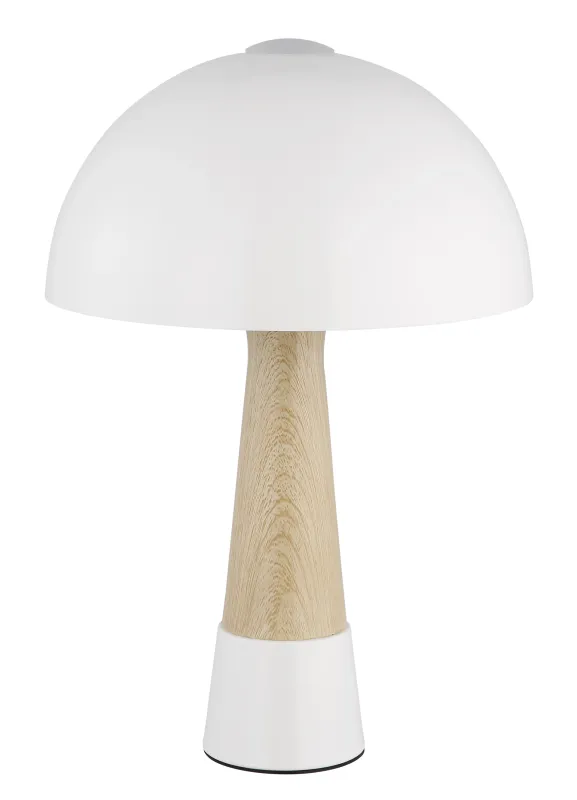 Paulin 36cm Sand bordlampe Fra Globo Lighting - Den runda kroppen i matt sandf&auml;rgad metall med tr&auml;look ger ett stilfullt och naturligt uttryck samtidigt som den &auml;r h&aring;llbar och l&auml;tt att reng&ouml;ra.