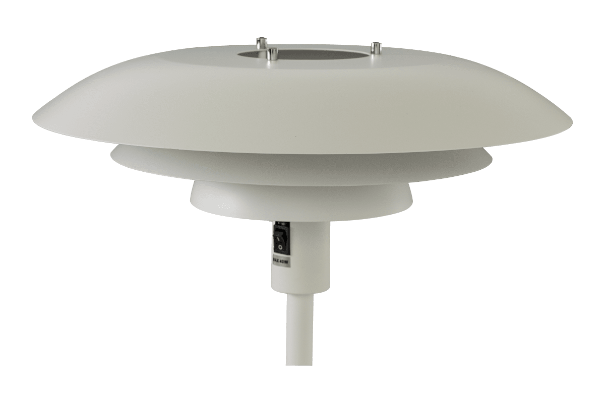 Epsilon Hvid gulvlampe Fra Aneta Lighting - Epsilon gulvlampen har et klassisk design med hvide metalsk&aelig;rme i tre niveauer, der spreder lyset behageligt og forhindrer bl&aelig;nding.