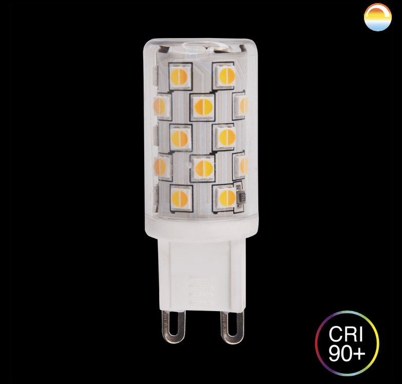 LED G9 4W 2200-3000K dim to warm Fra Unison - LED G9 4W 2200-3000K dæmp til varmUnisons nye G9s dæmper til varm dæmpes med en dæmper for at justere farvetemperaturen fra 2200-3000K.