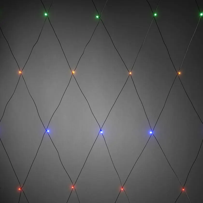Lysnet multi-colour 3m Flerfarvet Fra Konstsmide - Leveres med 10m sort tilslutningskabel og transformer.