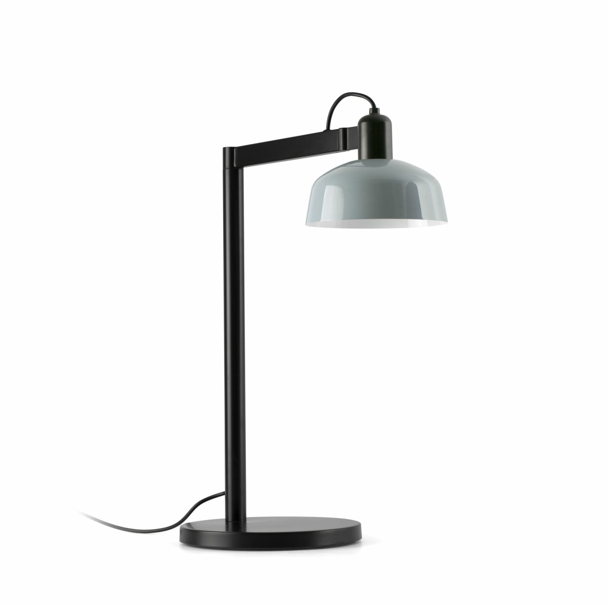 Tatawin 58cm Grålig blå skrivebordslampe Fra Faro Barcelona - Tatawin er en bordlampe med en sort struktur og en gr&aring; metalsk&aelig;rm, der giver et rettet, fokuseret lys.