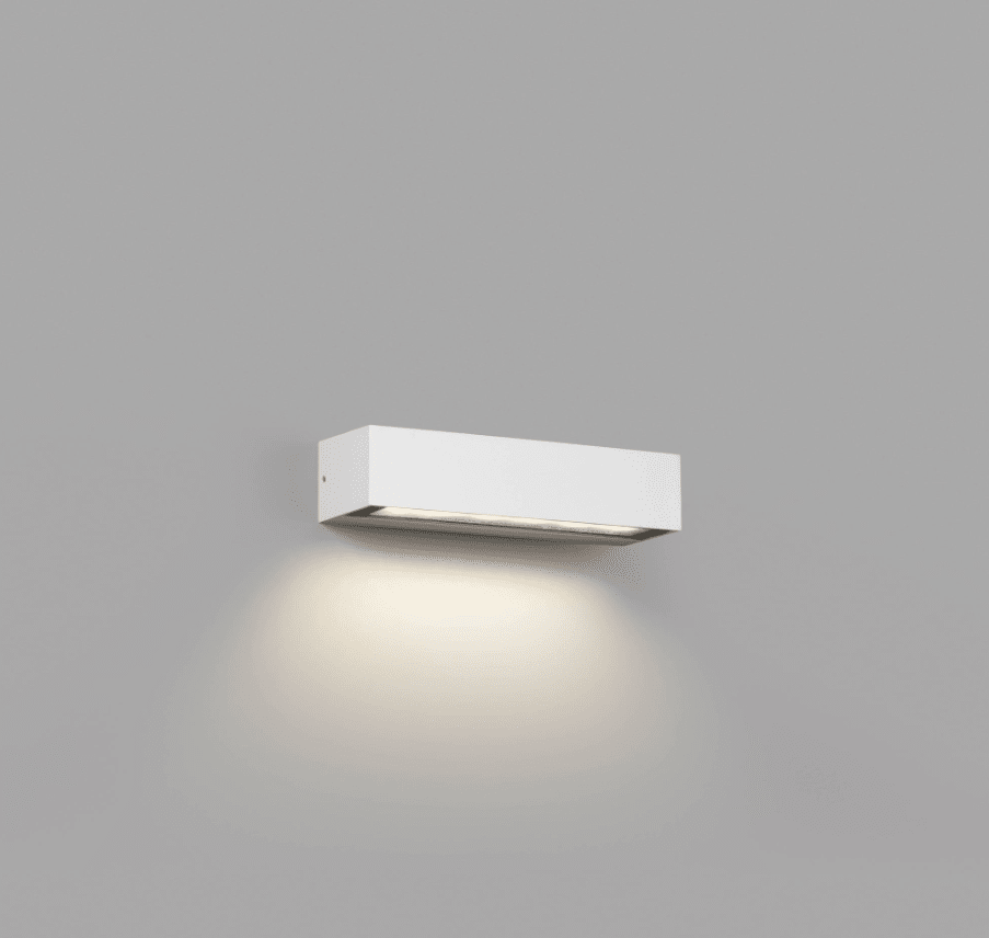 Lako Hvid udendørslampe Fra Faro Barcelona - Lyset projiceres i en vinkel p&aring; 90&deg; Det er ikke en hylde, som skaber m&aring;lrettet og effektiv belysning.