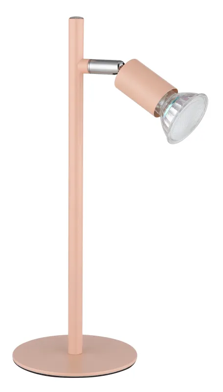 Matrix 30cm Orange skrivebordslampe Fra Globo Lighting - Den runda basen och det raka metallr&ouml;ret i matt aprikos f&auml;rg ger ett modernt och elegant uttryck.