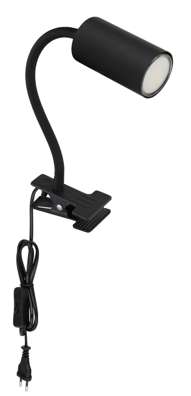 Robby Sort klemmelampe Fra Globo Lighting - Den lilla klassiska kl&auml;mlampan Robby kombinerar stil och funktion med sin design i vit metall.