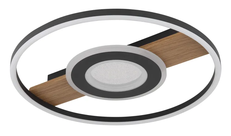 Pikara Ø40 Træ plafond Fra Globo Lighting - Den mattsvarta metallen tillsammans med tr&auml;looken skapar en stilfull balans mellan samtida design och naturlig estetik.