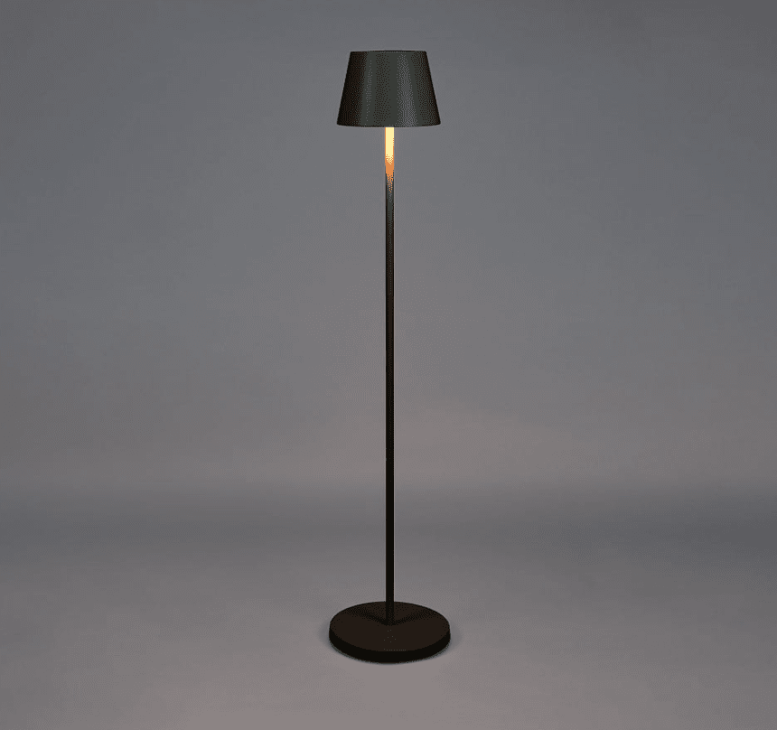Pomezia 124cm Sort bærbar Fra Konstsmide - Højden er justerbar mellem 53 og 124 cm, så du kan også bruge den som høj bordlampe.