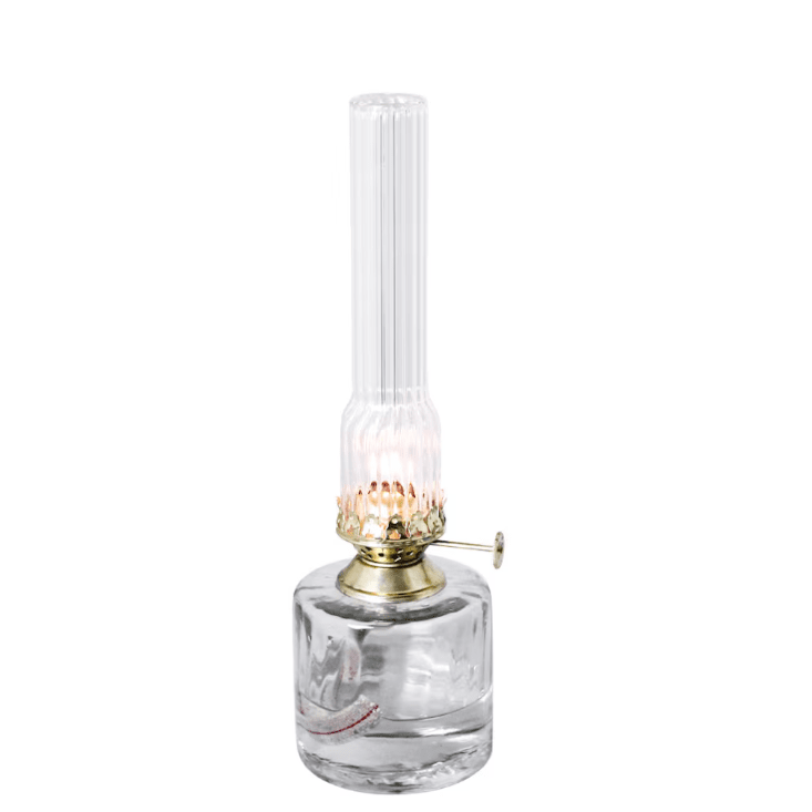 Kerosene lamp elvira small Gennemsigtig Fra Strömshaga - Elegant petroleumslampe i riflet glas og messingbr&aelig;nder.