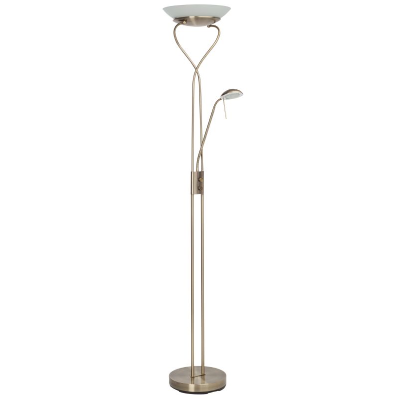 Ollie Antik messing gulvlampe Fra Brilliant - Ollie gulvlampe er en stilfuld og klassisk uplight i antik messing.