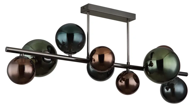 Riha 87cm Flerfarvet plafond Fra Globo Lighting - Glaskuporna i brons, gr&ouml;nt och petrol ger lampan en unik karakt&auml;r och eleganta f&auml;rginslag som kompletterar modern inredning.