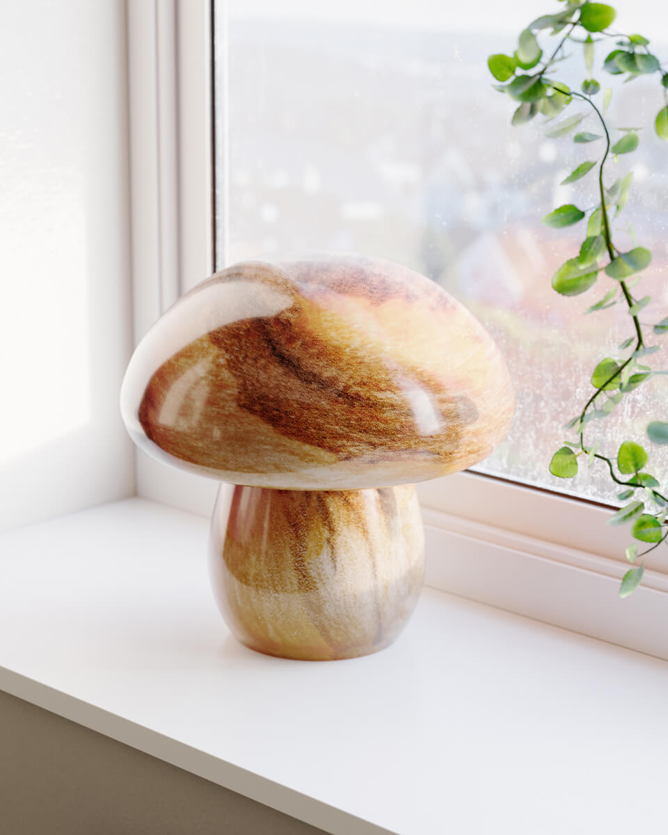 Mira Mushroom 30cm Natur bordlampe Fra By Rydéns - Lampen er ikke kun en funktionel lyskilde, men ogs&aring; en kunstnerisk detalje, der fremh&aelig;ver dit interi&oslash;r med sit naturinspirerede design og h&aring;ndlavede kvalitet.