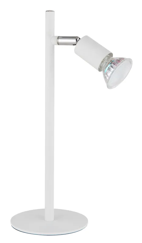 Matrix 30cm Hvid skrivebordslampe Fra Globo Lighting - Den runda basen och det raka metallr&ouml;ret i mattvitt ger ett modernt och elegant uttryck.