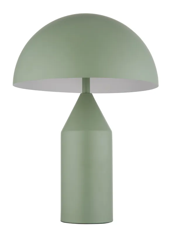 Atoma 40cm Grøn bordlampe Fra Globo Lighting - Sk&auml;rmen i matt, d&aring;v gr&ouml;n f&auml;rg och vitt skapar en harmonisk kontrast och ger en behaglig ljusspridning.