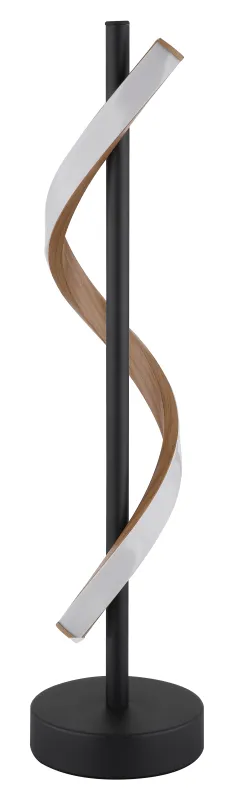Watkins 50cm Sort bordlampe Fra Globo Lighting - Sk&auml;rmen i aluminium med tr&auml;look och opal plast ger en mjuk och j&auml;mn ljusspridning f&ouml;r en behaglig atmosf&auml;r.