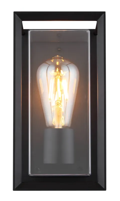 Logana Sort udendørslampe Fra Globo Lighting - Med sin rektangul&auml;ra design och transparenta sk&auml;rm sprider den ett klart och stilrent ljus, perfekt f&ouml;r allt fr&aring;n tr&auml;dg&aring;rdar till uppfarter.
